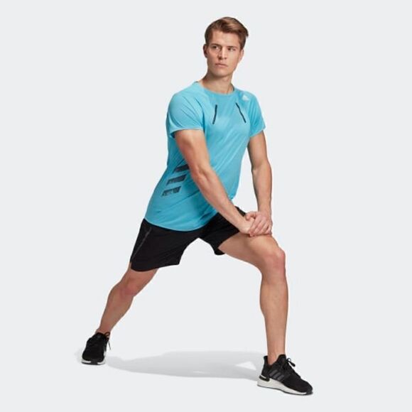 Adidas Heat Ready Aeroready Running T Shirt Adizero Boston 10 Blue Gray White - Picture 2 of 6